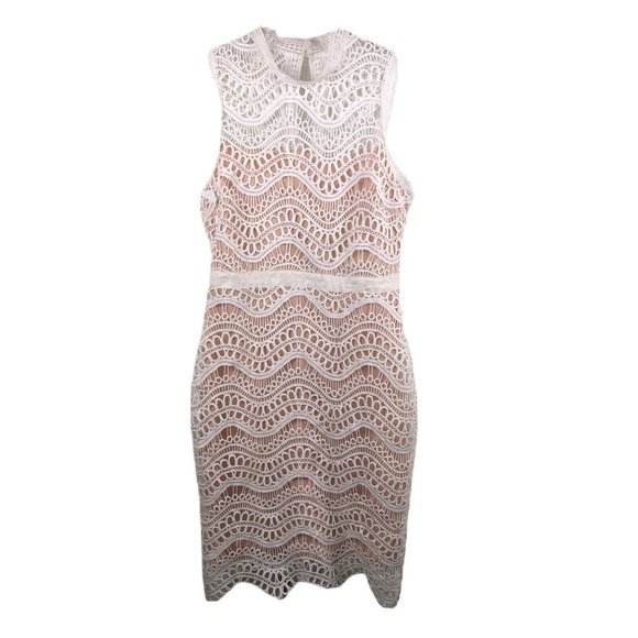 Just Me Dresses & Skirts - NWT Just Me Chevron White Lace Dress